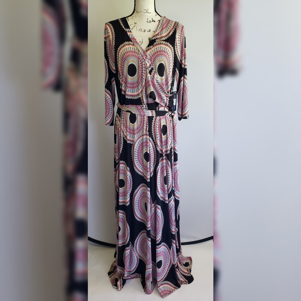 Faux Wrap Print Maxi Dress - New with tags